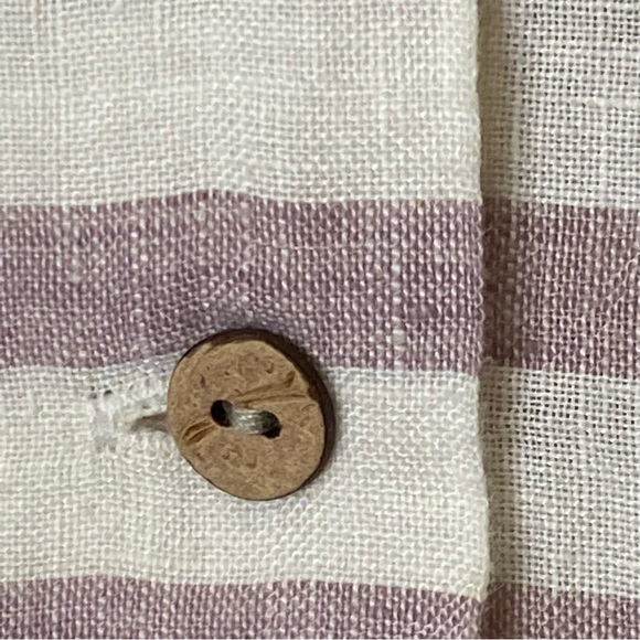 Sigrid Olsen 100% Linen Striped Button Back Tunic Blouse - Picture 5 of 6